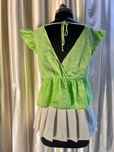 Lime Green Eyelet Wrap Top🍋‍🟩