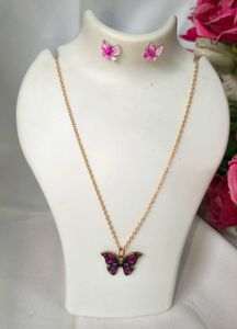 Butterfly Combo Metal Necklace and Earrings