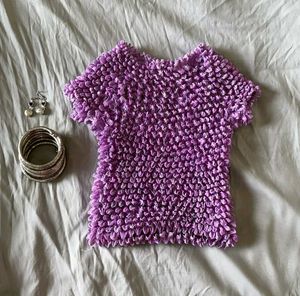 Purple Textured Crop Top