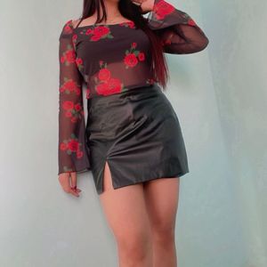 Chic Black Faux Leather Mini Skirt