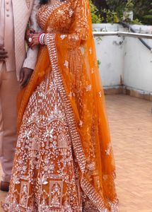 Bridal Orange Gold Toned Lehenga