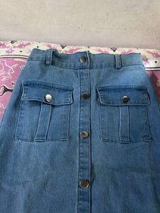 Vintage Button-Down Denim Maxi Skirt
