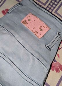 Light Blue High-Waist Button Detail Denim Jeans |