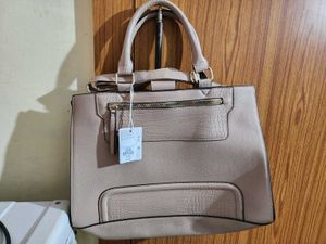 Stylish Taupe Faux Croc Trim Tote Bag(U.K)