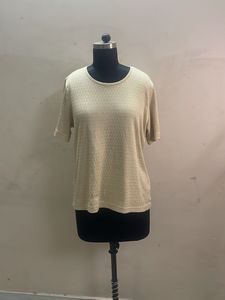 Cream Ribbed Knit Top