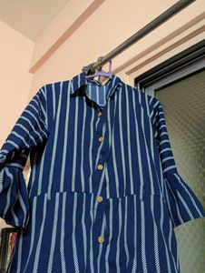 Navy Blue Striped Midi Dress/kurti