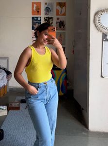 Vibrant Yellow Ribbed Tank Top