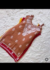 Peach Embroidered Kurti
