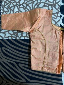 Peach Blouse with Gold Lines