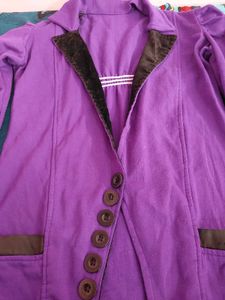Purple Button-Down Coat for Girls