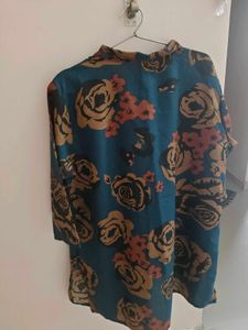 Cored set Teal Floral Print Kurta with pant ,no us