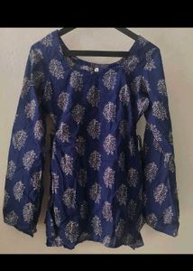 Blue Ethnic Print Kurta Top