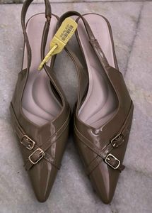 Elegant Taupe Slingback Heels