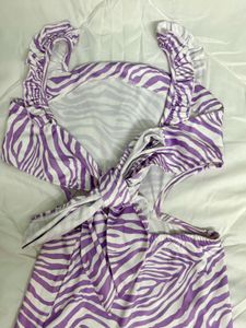 Purple Zebra Print Cut-Out Dress