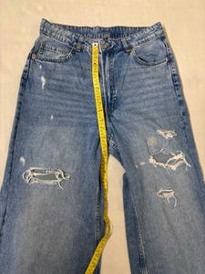 H&amp;M Distressed Wide Leg Jeans
