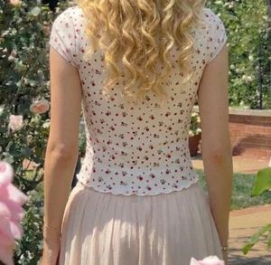 Floral Print Sweetheart Neckline Top