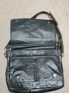 Black Leather Like Messenger Bag