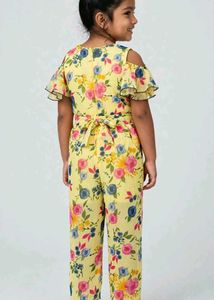 Cute Yellow Floral Jumpsuit for Girls