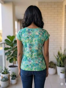 Artistic Print Henley Neck T-Shirt 🌿✨️