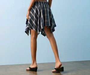 Plaid Tie-Front Mini Skirt