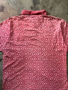 Men's Pink Geometric Print Polo Shirt