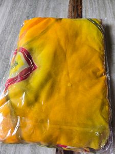 Vibrant Yellow Saree with Geometric Print
