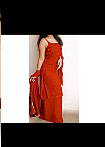 Stunning Red Chikankari Kurta Set