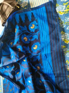 Beautiful Blue n black  Floral Saree