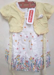 Babyhug Girls Floral Dress & Shrug Set