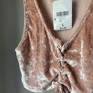 NWT Forever 21 Velvet Lacing Detail Top