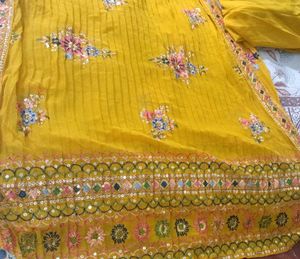 nyra cut⭐Embroidered Mustard Yellow Kurta