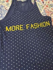 Navy Star Print "More Fashion" Tank Top