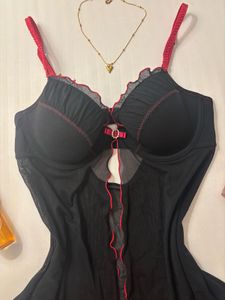 Elegant Black &amp; Red Babydoll Lingerie