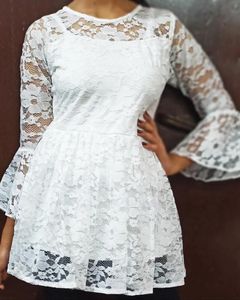 casual regular sleeves printed women white top - L