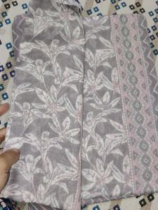 Grey &amp; Pink unstitched set free size