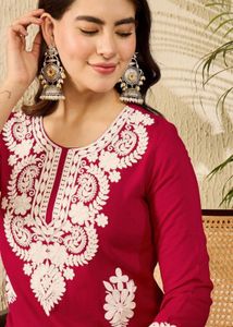 Elegant Maroon Embroidered Kurta