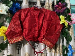 Red Ethnic Blouse with Gold Detail