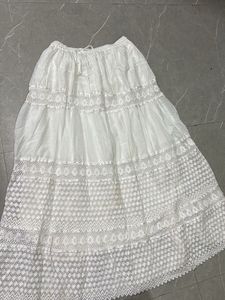 Elegant White Tiered Ethnic Skirt