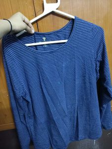 Blue Striped Long Sleeve Top
