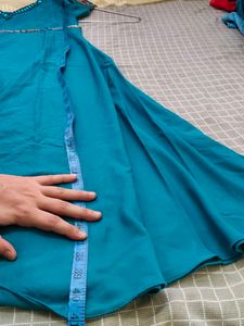 Turquoise Blue Embroidered Anarkali Dress