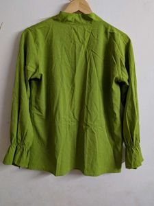 Lime Green Tie-Neck Blouse