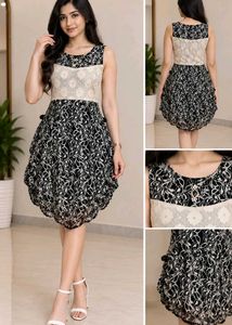 Elegant Black & White Lace Dress