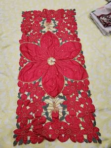 Red Floral Table Runner