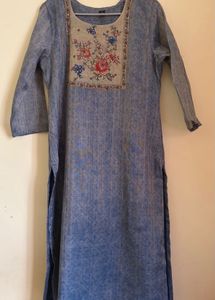🌸 Elegant Blue Floral Kurta Set with Dupatta