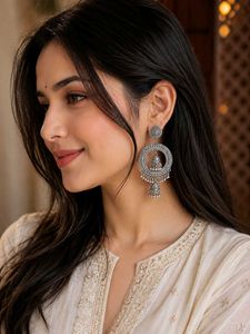 Premium Shreeji Oxidized Silver Double Jhumka Hoop