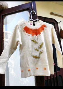 Cream Floral Knit Sweater