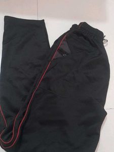 like New 7j Black Track Pants with Red Trim