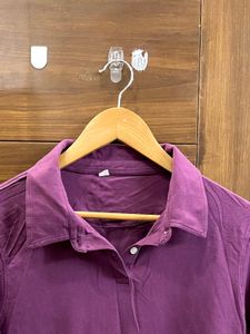 Purple Long Sleeve Collared Top