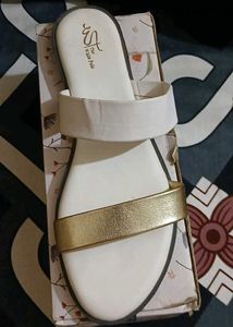 Elegant White & Gold Sandals