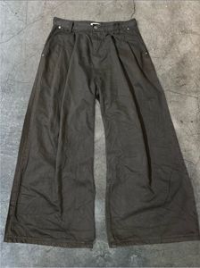 Pleated Denim Wide Leg Pants
